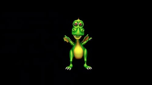 Cute Green Cartoon Dragon Character Playful Dance Animation