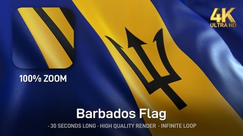 Realistic Barbados National Flag Waving Animation