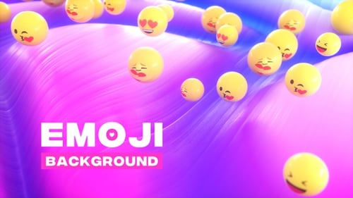 Vibrant 3D Emojis Bouncing on Wavy Fluid Background
