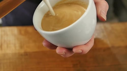 Pouring Milk Into Coffee