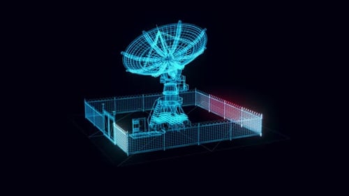 Radio Telescope Hologram Rotating 4k