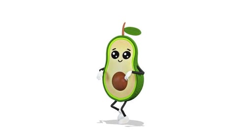 Cute Animated Avocado Character Dancing Loop