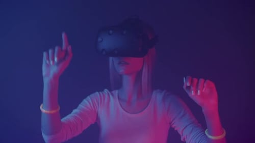 Woman Enjoys Virtual Reality Gaming Experience