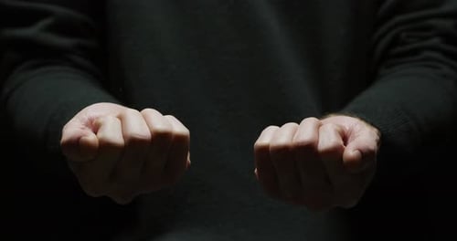 Red Pill Blue Pill Choice Hands Close Up