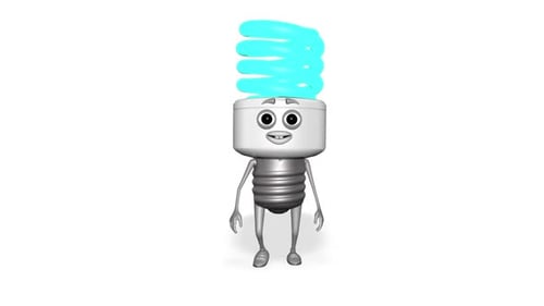 Animated Lightbulb Character Blinking and Changing Colors
