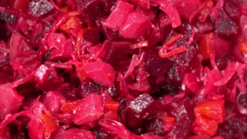 Close Up of Vibrant Pickled Beet and Vegetable Salad