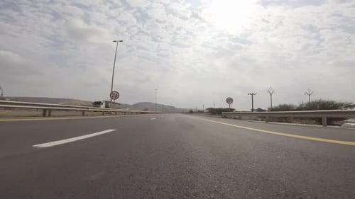 Middle Eastern Road Trip Firstperson View in a Moving Car on a Deserted Road Ride on a Speedway