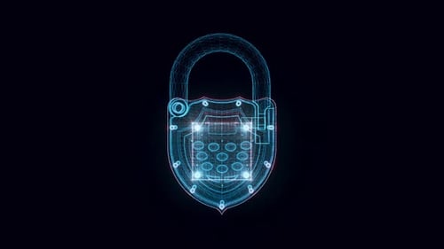 Electronic Padlock Hologram Rotating 4k