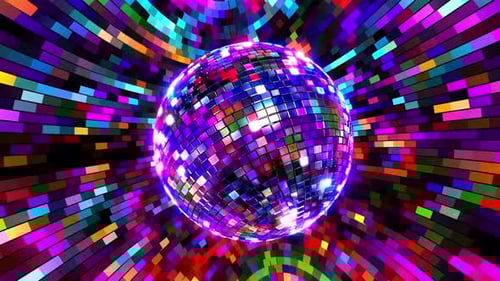 Vibrant Disco Ball with Radiating Lights Seamless Loop
