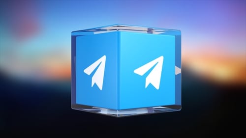 3D Glossy Cube with Paper Plane Icon Rotation