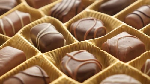 Box of Delicious Assorted Chocolates Close Up