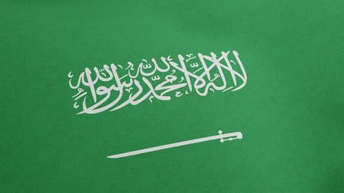 Nationalflagge von Saudi-Arabien weht Originalfarben 3D Render Königreich Saudi-Arabien Flagge Textil