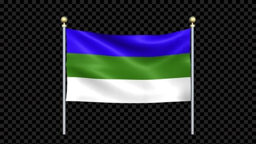Flagge von Komi winkt zweipolig geschlungen