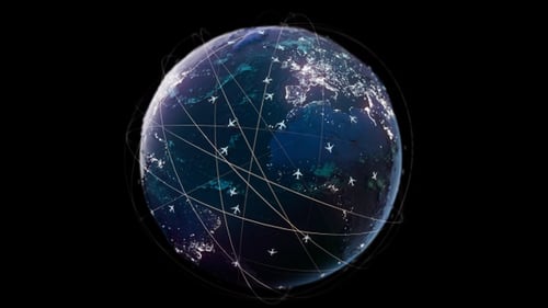 3D model of the Earth and International Flights Alpha channel
