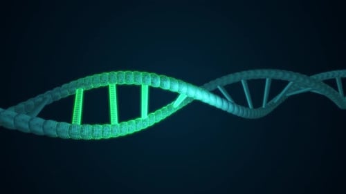 Glowing Digital DNA Strand Scientific Background Animation