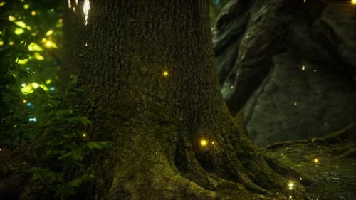Fantasy Firefly Lights in the Magical Forest