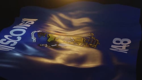 Realistic Waving Wisconsin State Flag 3D Animation