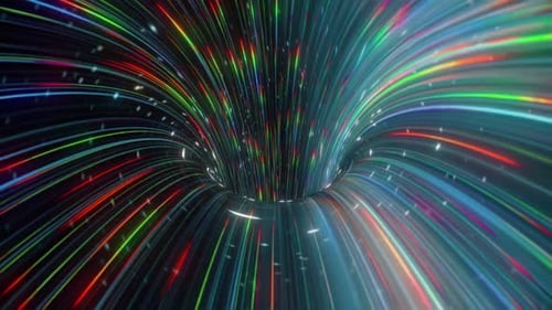 Futuristic Tunnel of Colorful Light Streaks Background Loop