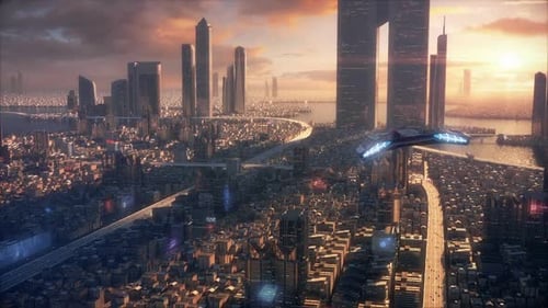 Sunset 3D City of the future