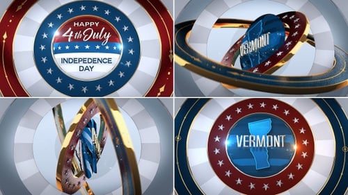 Patriotic Title Reveal with 3D Rotating Rings and Stars
