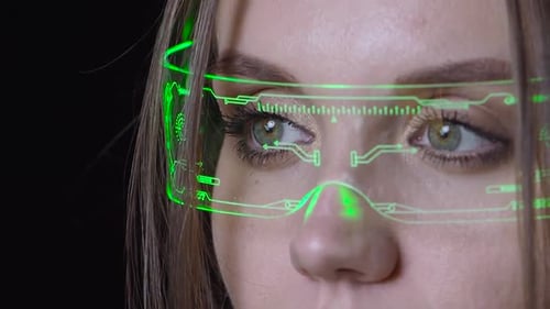Woman Wearing Futuristic AR Glasses Technology
