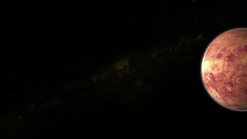Rotating Red Planet in Dark Space