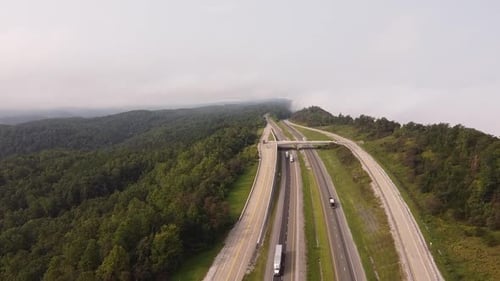 Aerial View Of The Rarity Mountain Rd In Tennessee, USA - Aerial Drone Shot