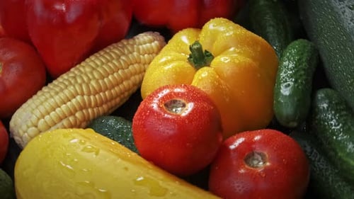 Close-up of Assorted Colorful Summer Vegetables