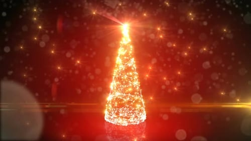 Glowing Christmas Tree Plexus Animation with Festive Particles