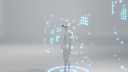 Virtual Reality Metaverse Connected Network of Abstract Figures