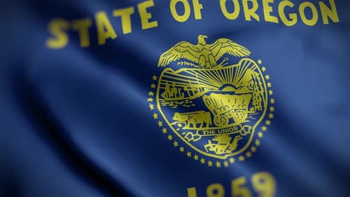 State of Oregon Flag Waving Loop Animation