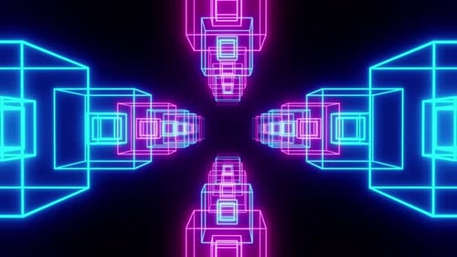 Cube Line Neon VJ 01 4k