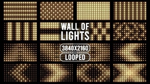 Animated Wall of Flashing Stage Lights Loop
