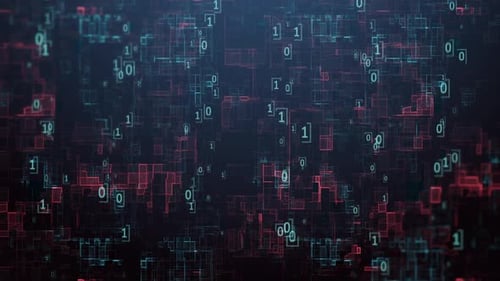Digitales Konzept aus einem Netzwerk von Binärcode-Partikeln.