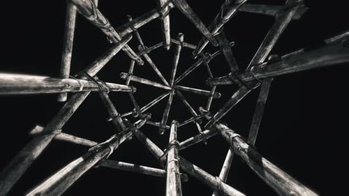 Grungy Wooden Tunnel Spinning Abstract Motion Background