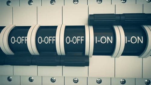 Circuit Breaker Switch Turning On Industrial Panel Animation