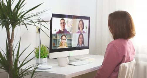 Woman in Video Conference Call at Home
