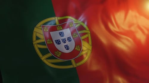 Realistic Animated Portugal Flag Waving Loop Background