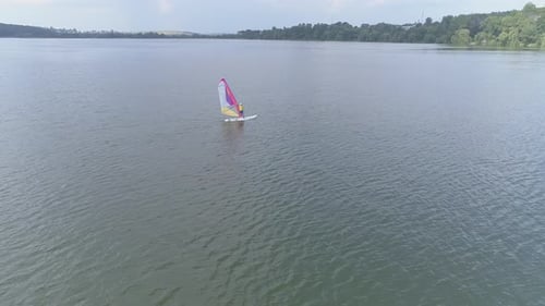 Aerial view of windsurfer