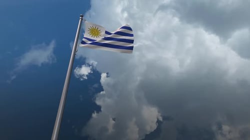 Realistic Uruguayan Flag Waving in the Wind