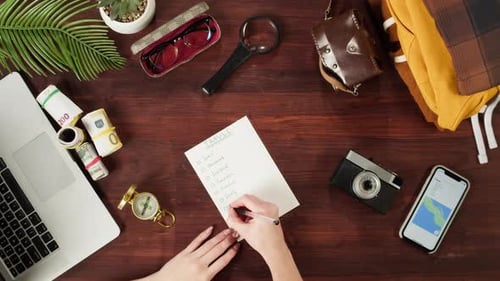 Writing List for Travelling Top View