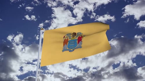 Flagge von New Jersey mit Himmel 4k