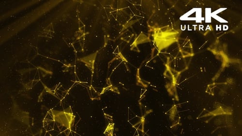 Golden Abstract Geometric Plexus Network Background Loop