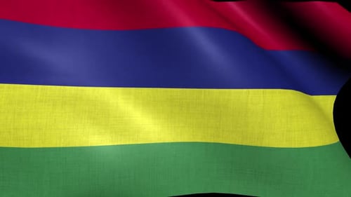 Realistic Waving Flag of Mauritius