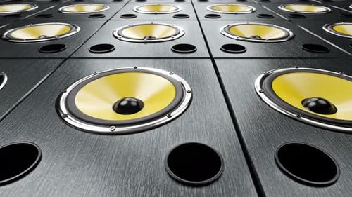 Animated Speakers Grid Pulsating Sound Waves