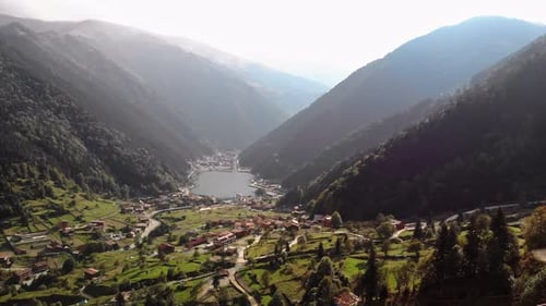 Uzungol Lake Aerial Drone View