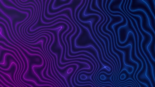 Abstract Neon Glowing Topographic Lines Background Loop