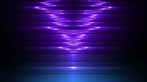 Abstract Glowing Neon Light Waves Reflection Background