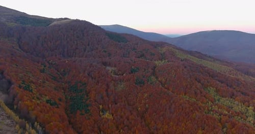 Landscape Small Village in a Mountainous Area on a Autumn Morning Day