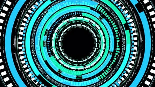 Abstract Futuristic Circular HUD Technology Display Animation